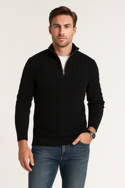 Maglione Uomo Collo Alto con Apertura Parziale