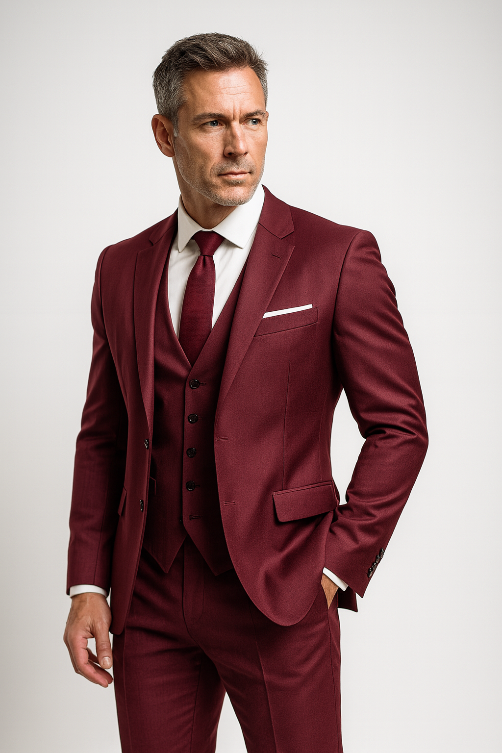 Completo Uomo Tre Pezzi Giacca Sfiancata Gilet Pantaloni