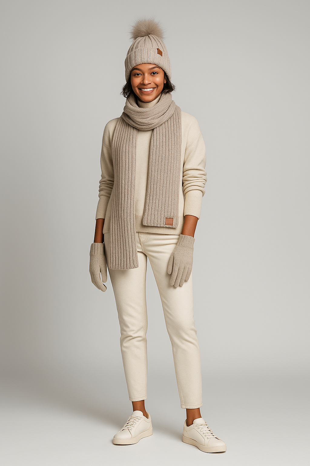 Set Invernale Donna Cappello Sciarpa Guanti Touchscreen - Brentozzi