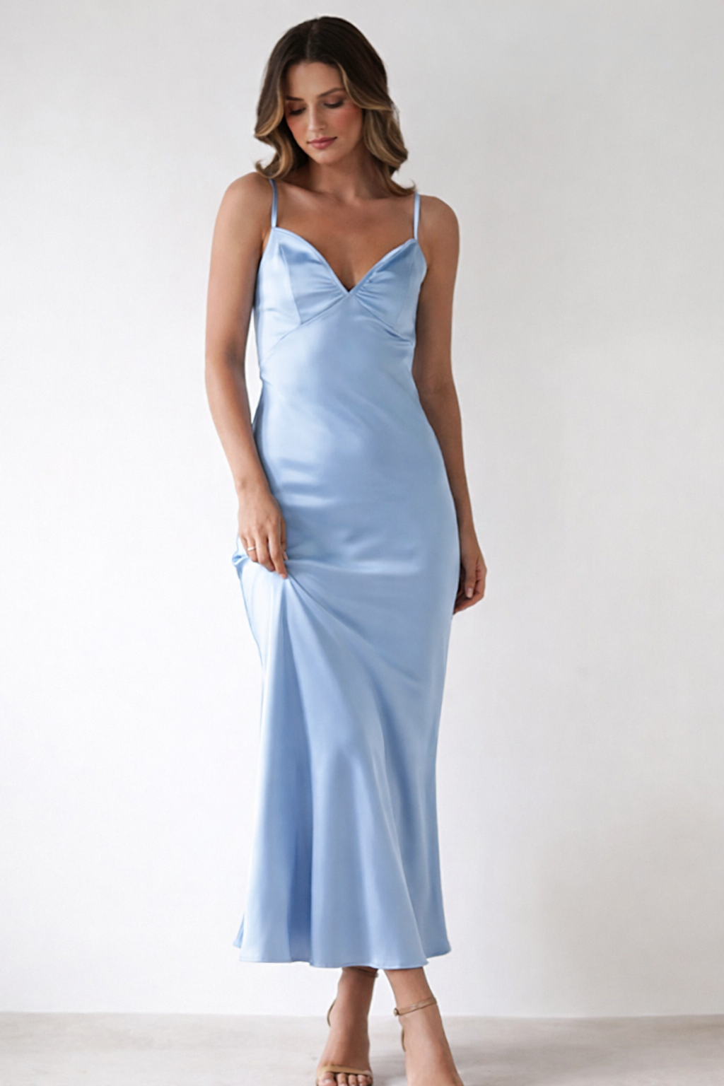 Abito Lungo Donna con Spalline Sottili Elegante