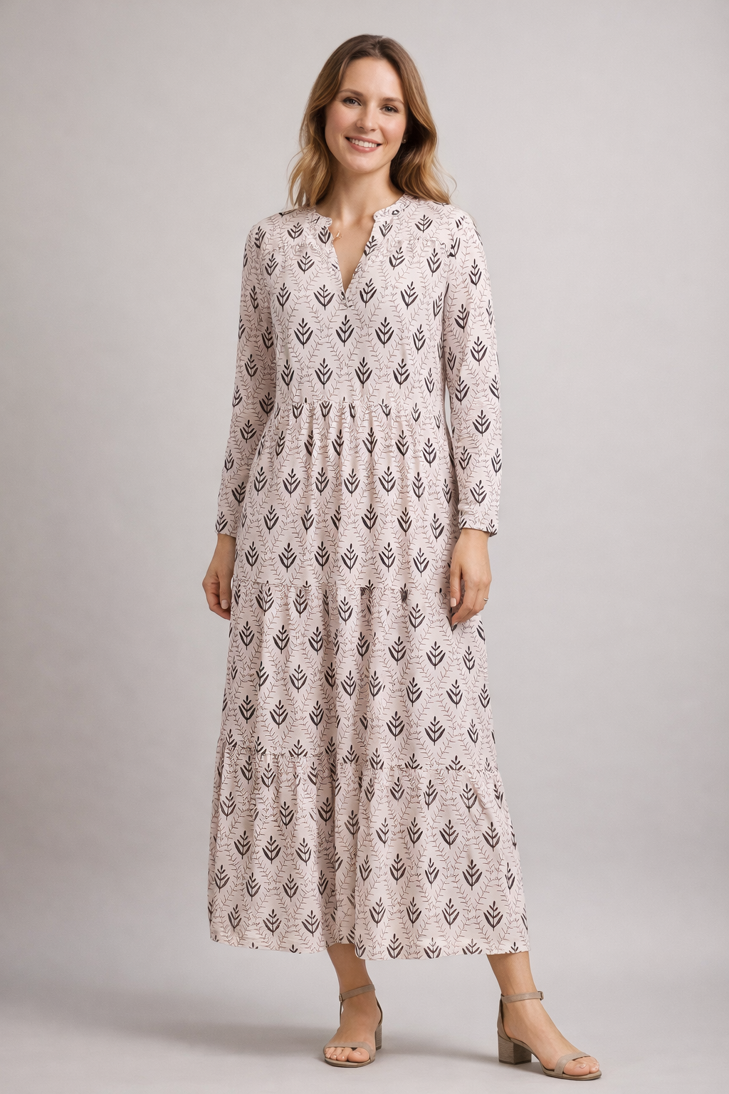Abito Maxidress Donna Stile Boho Scollo a V - Brentozzi