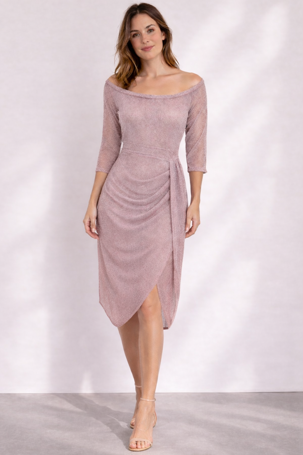 Abito Midi Donna Scollo Bardot Cerimonia