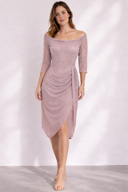 Abito Midi Donna Scollo Bardot Cerimonia