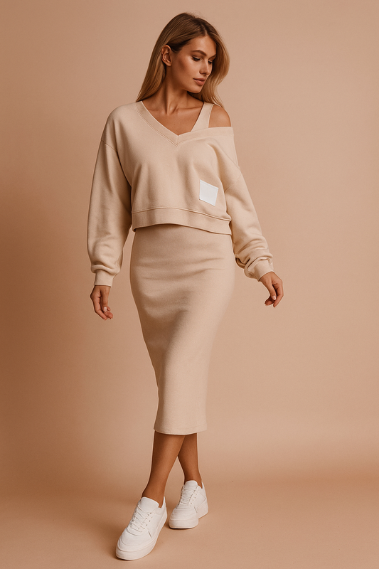 Completo Donna Gonna e Maglione Vestibilità Casual - Vesarelli