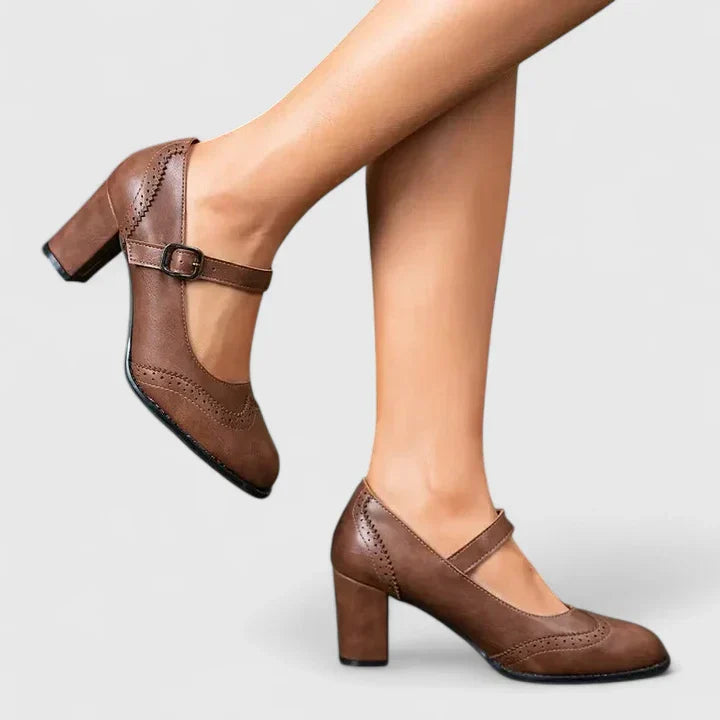 Clara | Scarpe Mary Jane Donna Primavera Tacco a Blocco Brogue Pelle 10