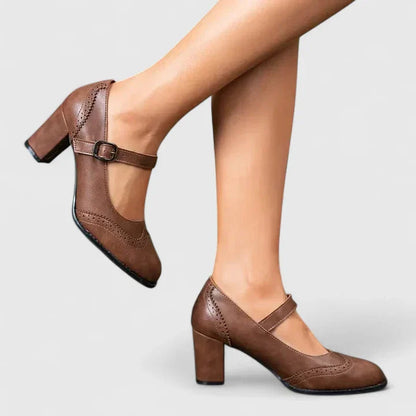 Clara | Scarpe Mary Jane Donna Primavera Tacco a Blocco Brogue Pelle 10