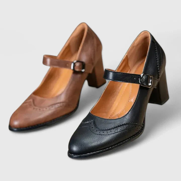 Clara | Scarpe Mary Jane Donna Primavera Tacco a Blocco Brogue Pelle 8