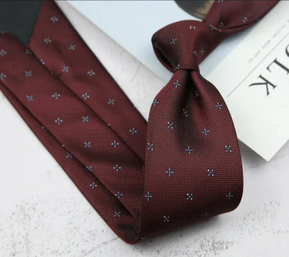 Cravatta Uomo Business Formale Fantasia Rigata e Pois