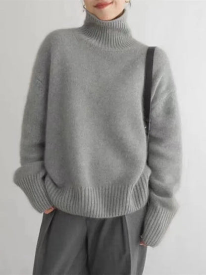 Maglione Donna Elegante Collo Alto Caldo