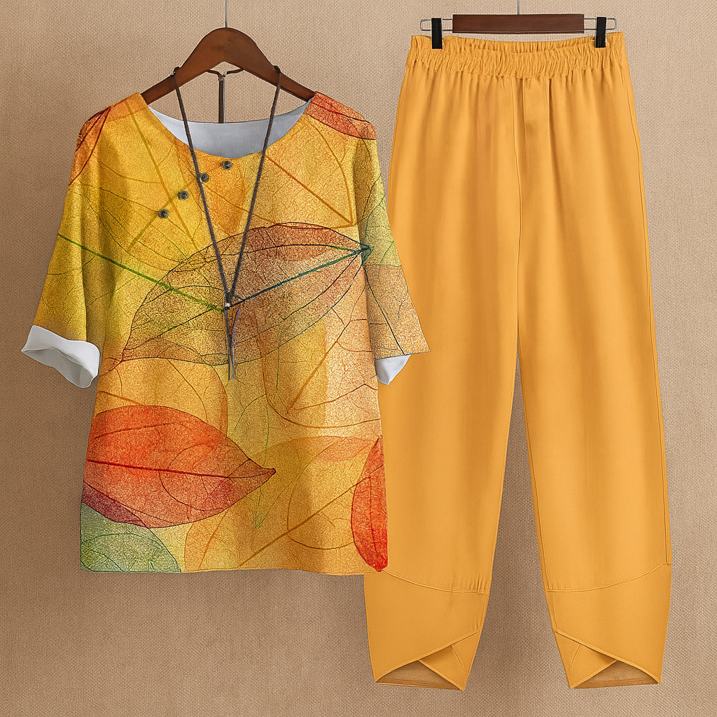 Completo Floreale Elegante da Donna per Estate - Camicetta e Pantaloni Harem 1