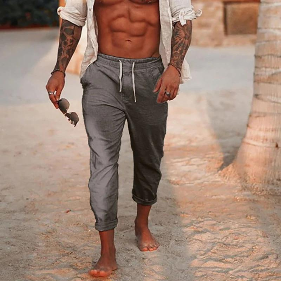 Pantaloni Lino Uomo con Coulisse Comfort