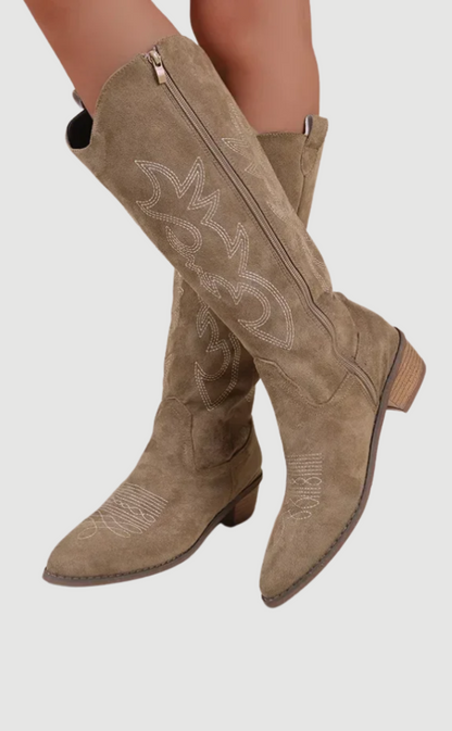 Stivali Cowboy Uomo in Pelle Scamosciata Stile Western - Brentozzi