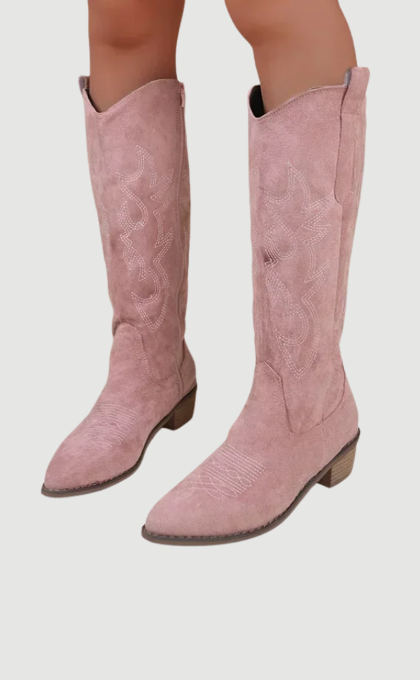 Stivali Cowboy Uomo in Pelle Scamosciata Stile Western