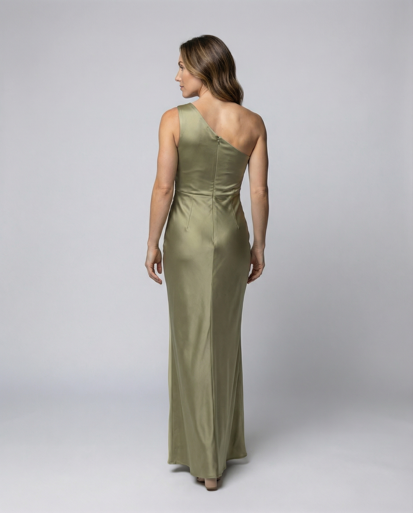 Abito Elegante Donna in Satin Scollo Classico