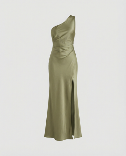 Abito Elegante Donna in Satin Scollo Classico