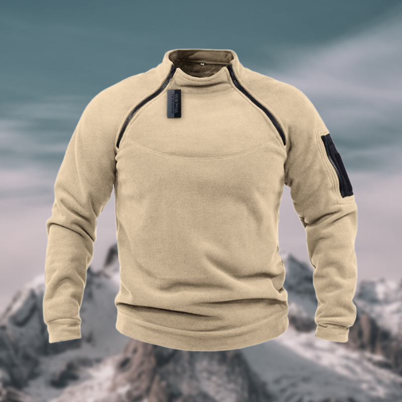 Maglione Uomo con Collo Alto e Zip sulla Spalla