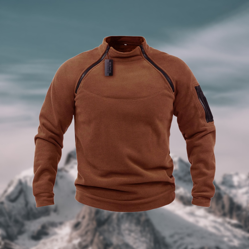 Maglione Uomo con Collo Alto e Zip sulla Spalla