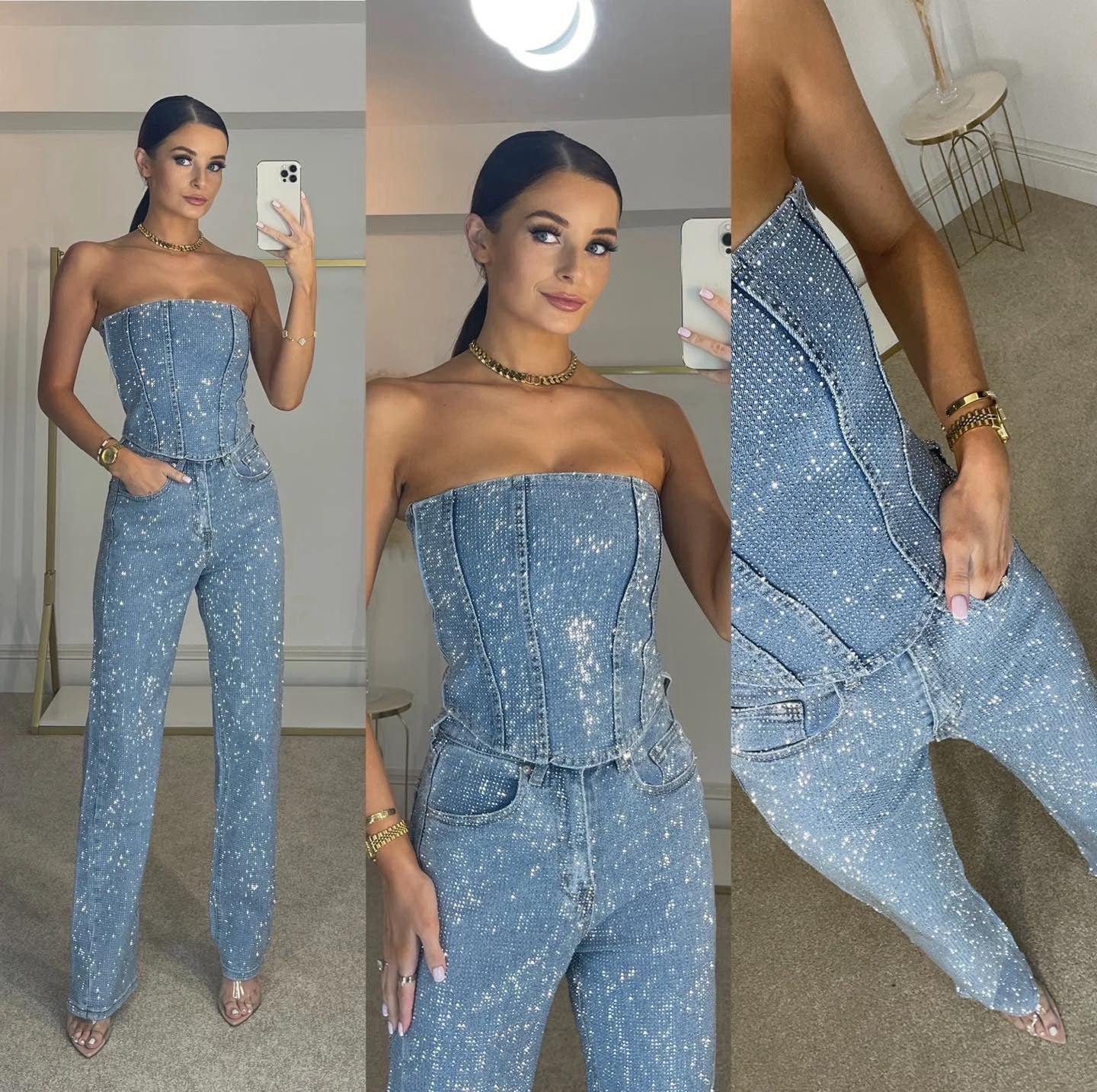Completo Elegante Donna e Pantaloni Glitterati
