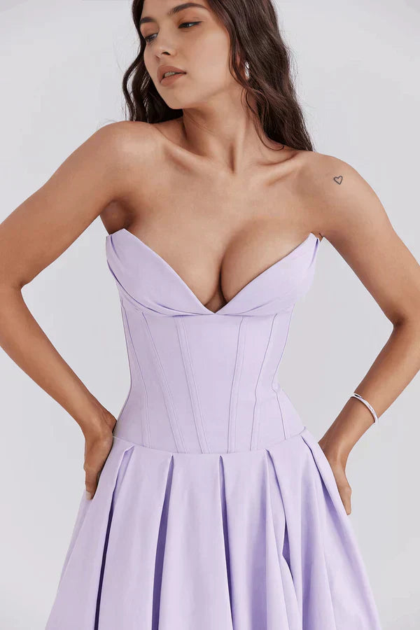 Abito Midi Donna Senza Spalline Taglio Medio