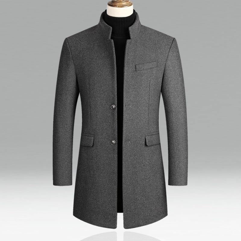 Cappotto Uomo in Misto Lana Collo Alto Elegante Invernale
