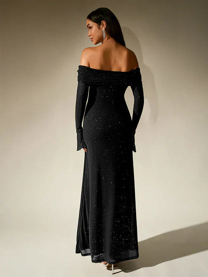 Abito Elegante Donna Tessuto Lucido Vestibilità Classica