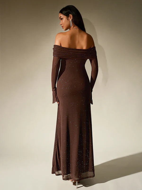 Abito Elegante Donna Tessuto Lucido Vestibilità Classica