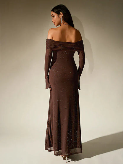 Abito Elegante Donna Tessuto Lucido Vestibilità Classica