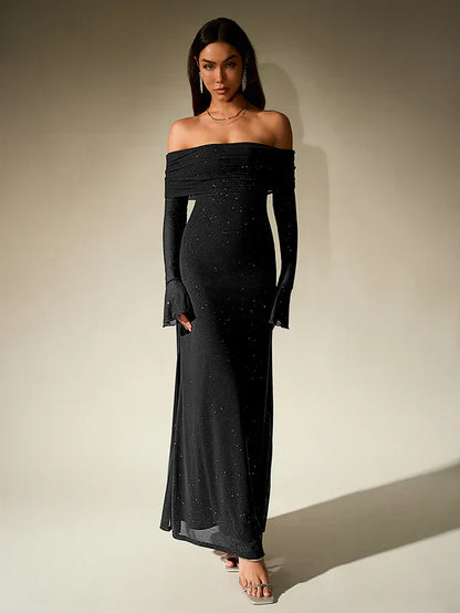 Abito Elegante Donna Tessuto Lucido Vestibilità Classica