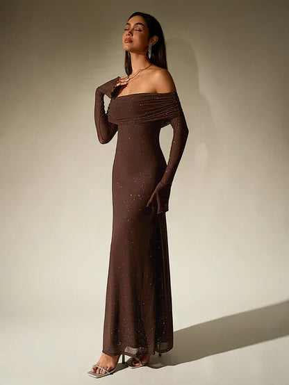 Abito Elegante Donna Tessuto Lucido Vestibilità Classica