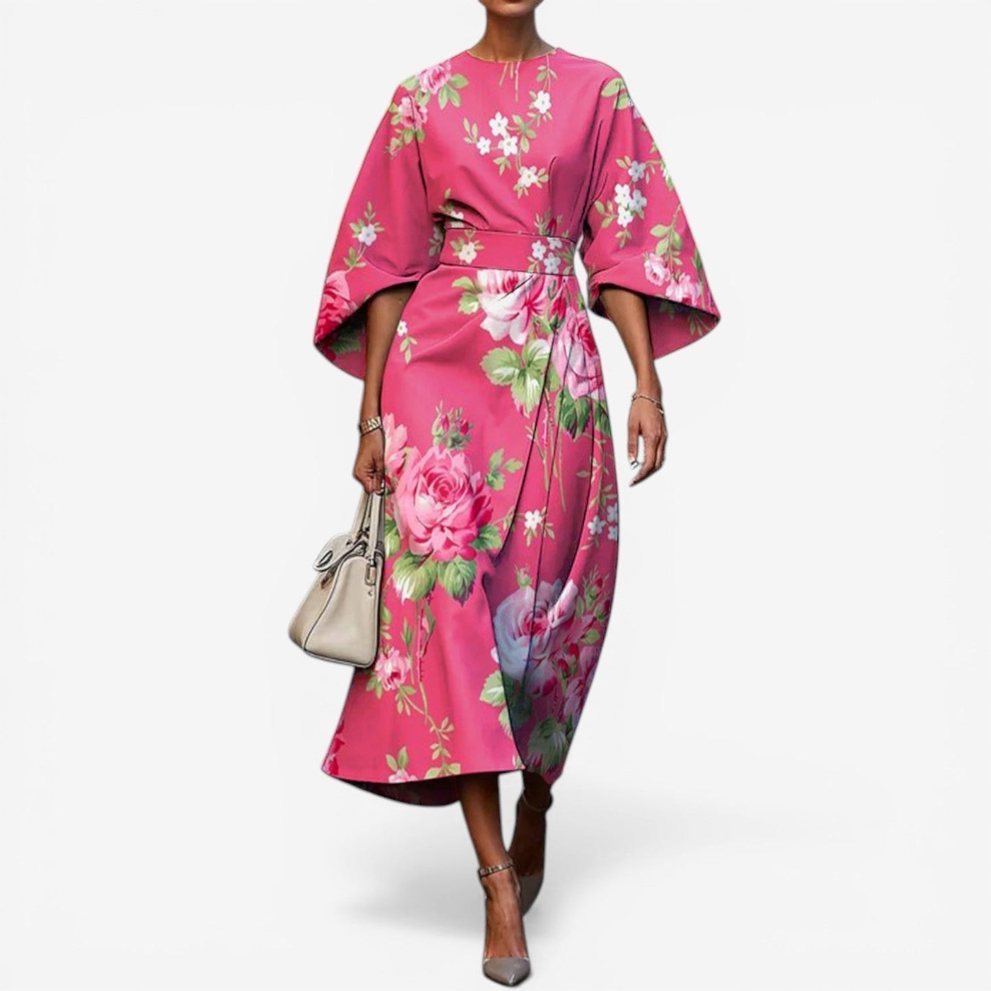 Dahlia | Abito Midi Donna Patchwork Maniche Kimono Stampa 5
