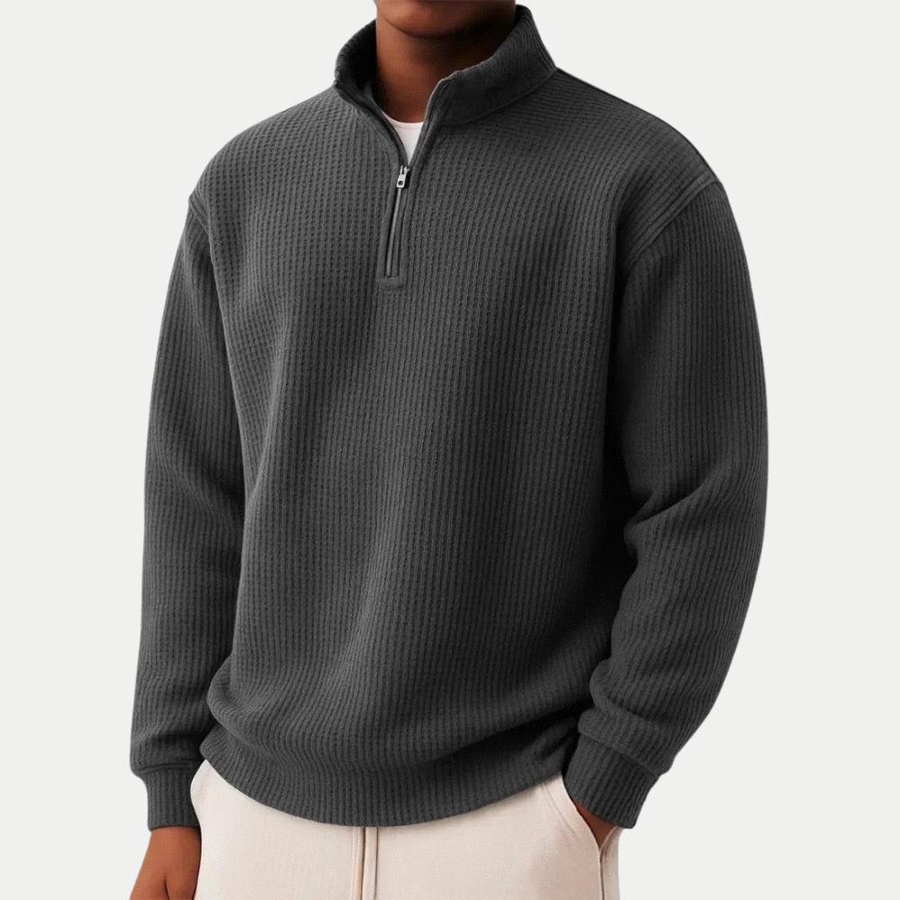 Dali | Uomo Felpa Con Zip Comfort Quotidiano Nero