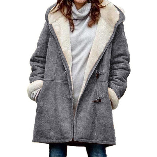 Giacca Donna Casual con Cappuccio Foderata in Pile Calda