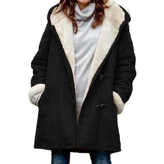 Giacca Donna Casual con Cappuccio Foderata in Pile Calda