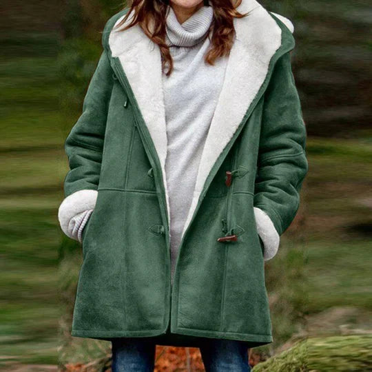 Giacca Donna Casual con Cappuccio Foderata in Pile Calda - Brentozzi