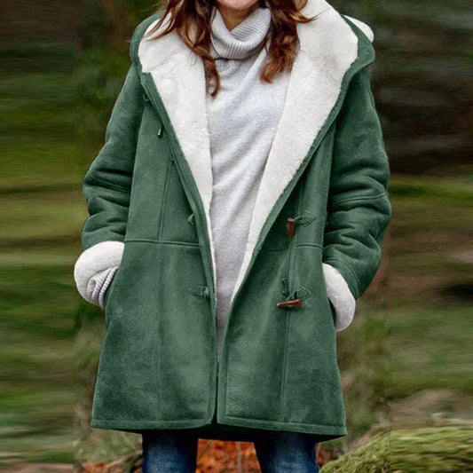 Giacca Donna Casual con Cappuccio Foderata in Pile Calda - Brentozzi