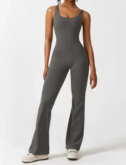 Tuta Flare Donna Tessuto Elasticizzato Scollo Racerback
