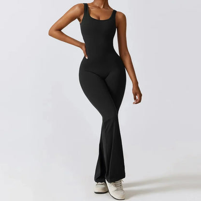 Tuta Flare Donna Tessuto Elasticizzato Scollo Racerback