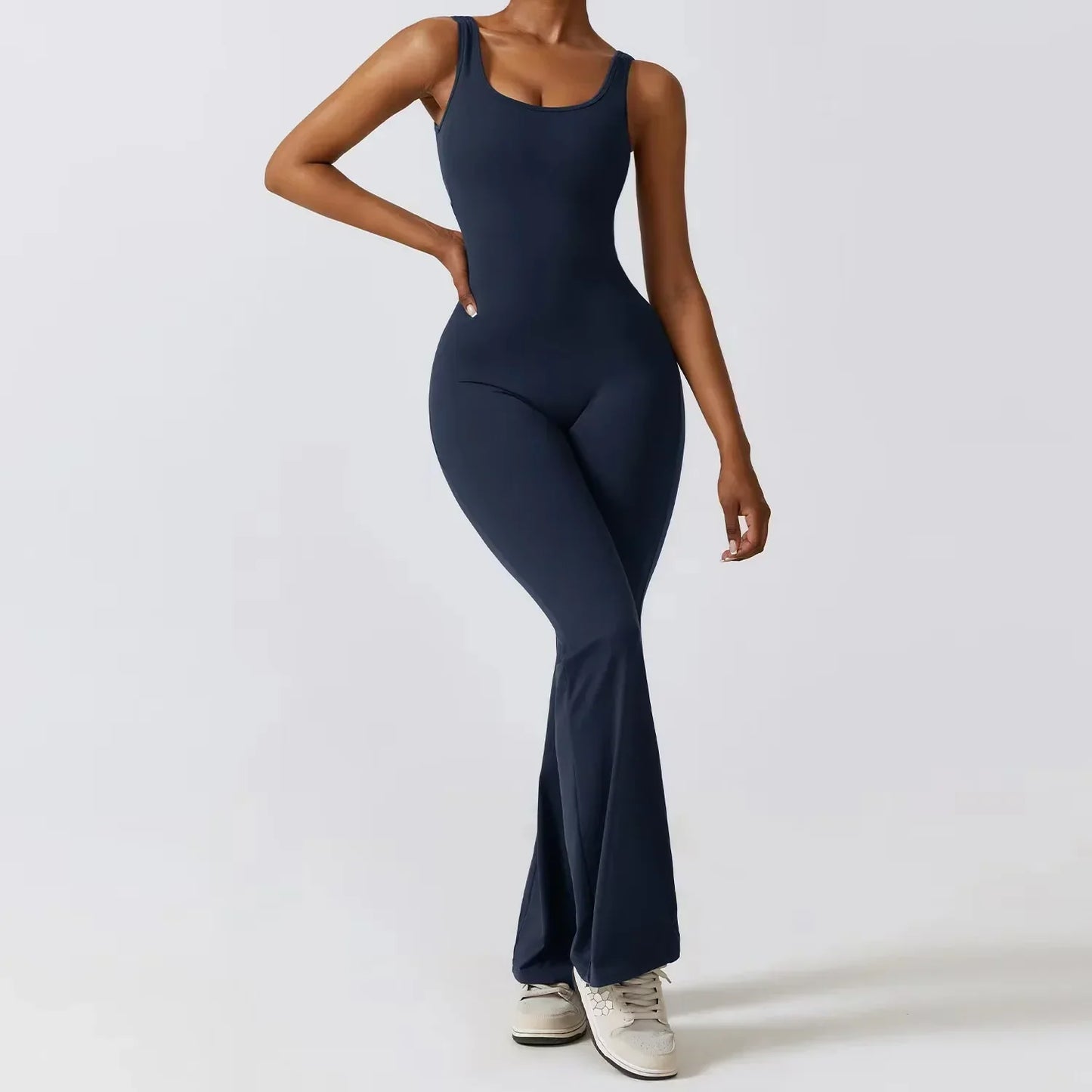 Tuta Flare Donna Tessuto Elasticizzato Scollo Racerback