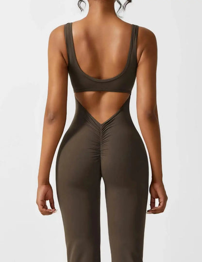 Tuta Flare Donna Tessuto Elasticizzato Scollo Racerback
