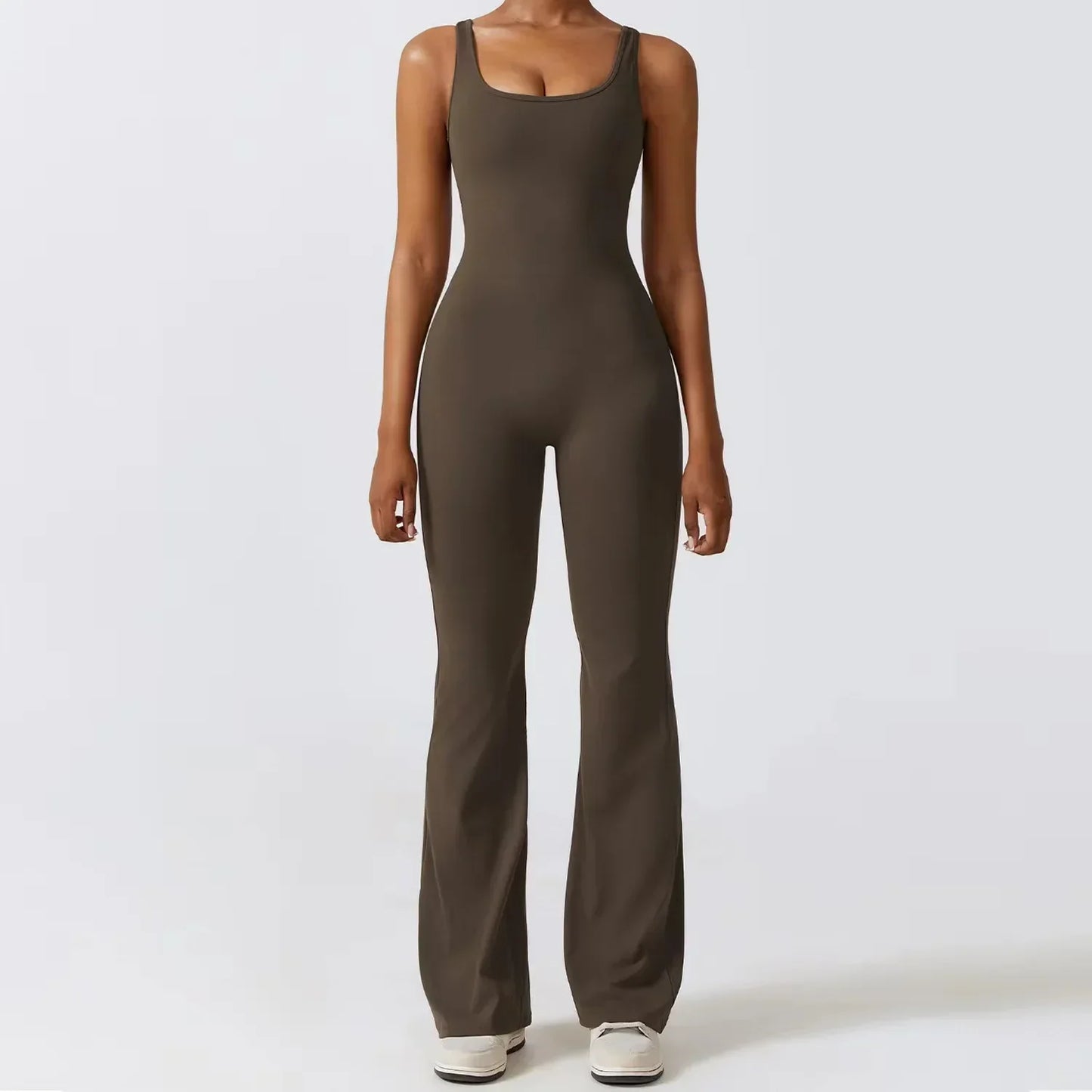 Tuta Flare Donna Tessuto Elasticizzato Scollo Racerback