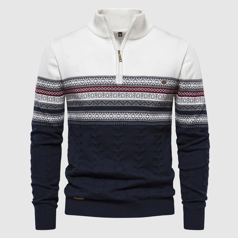 Maglione Uomo Invernale in Maglia con Zip e Collo Alto Caldo