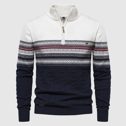 Maglione Uomo Invernale in Maglia con Zip e Collo Alto Caldo