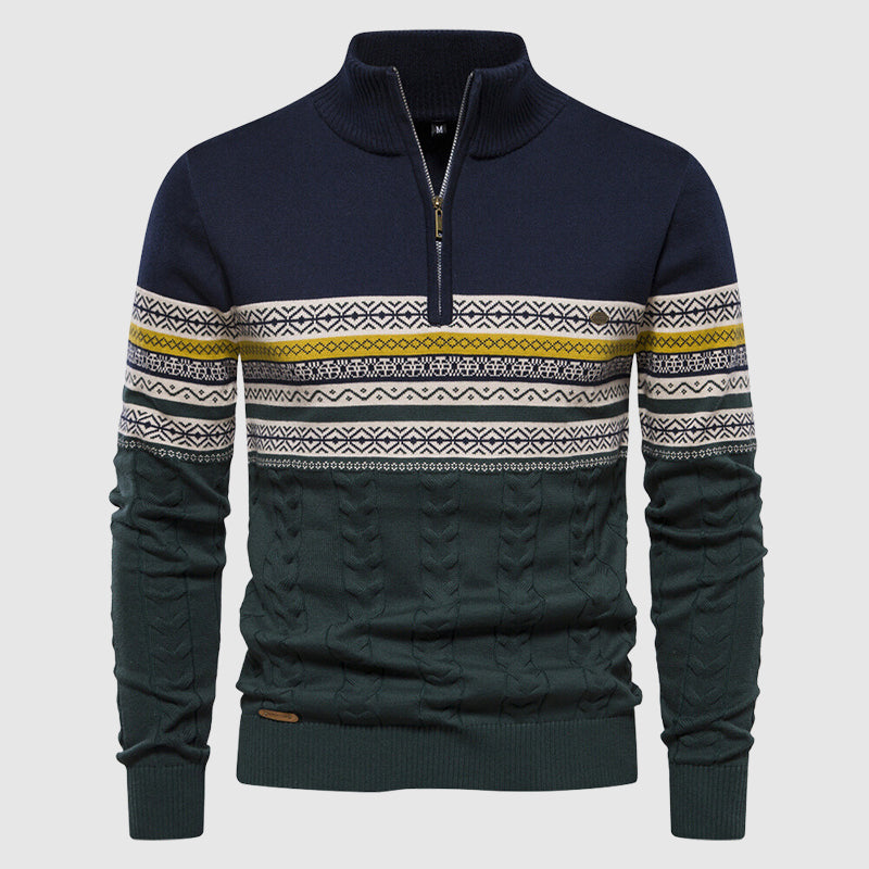 Maglione Uomo Invernale in Maglia con Zip e Collo Alto Caldo