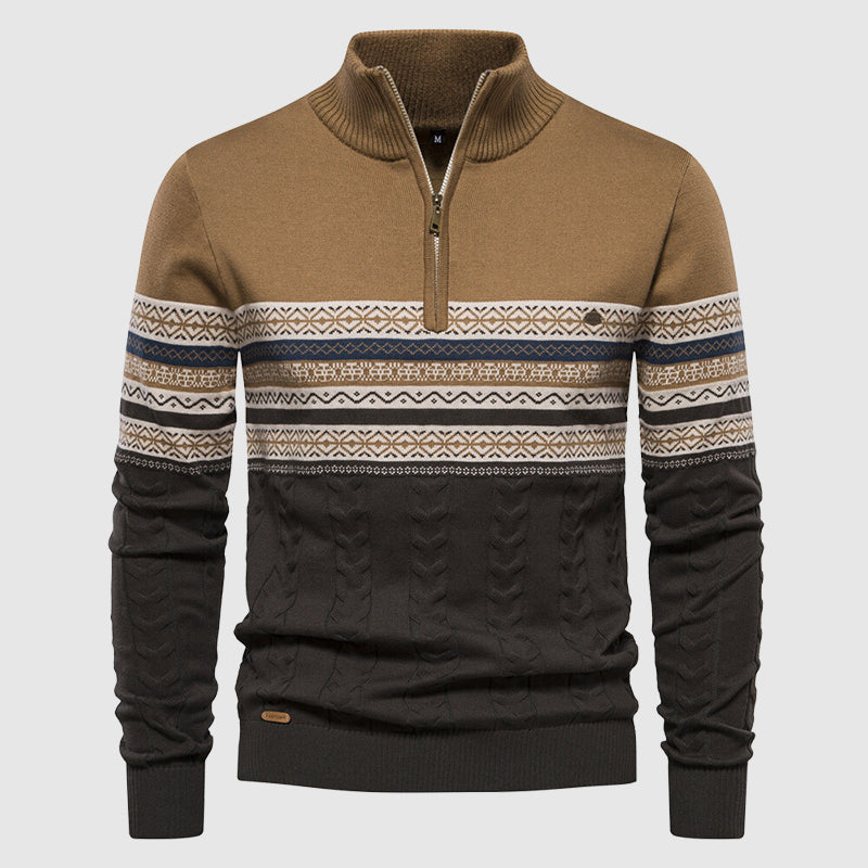 Maglione Uomo Invernale in Maglia con Zip e Collo Alto Caldo
