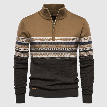Maglione Uomo Invernale in Maglia con Zip e Collo Alto Caldo