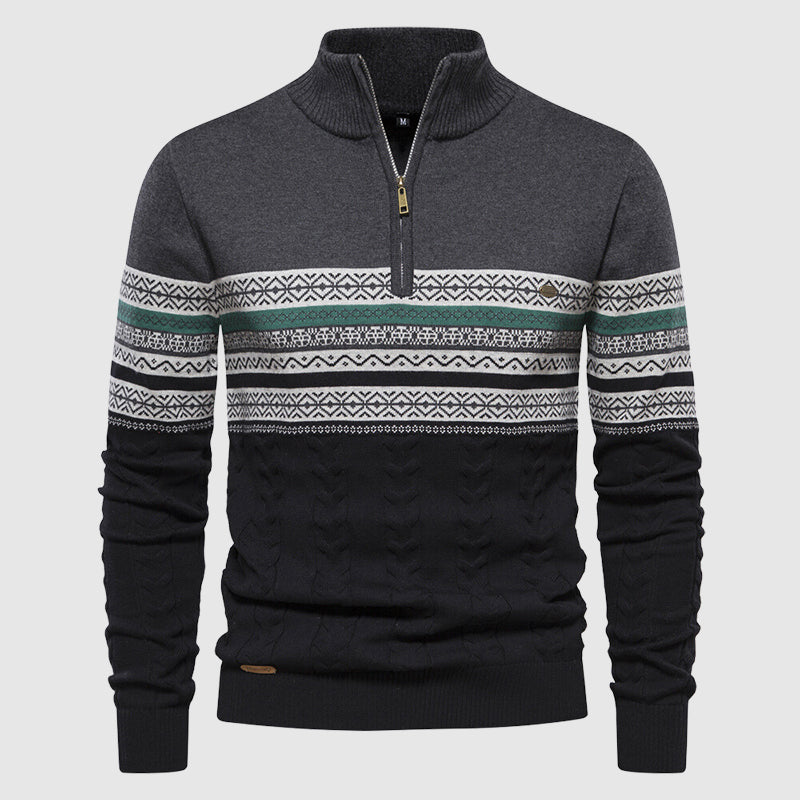 Maglione Uomo Invernale in Maglia con Zip e Collo Alto Caldo - Brentozzi