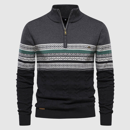 Maglione Uomo Invernale in Maglia con Zip e Collo Alto Caldo - Brentozzi