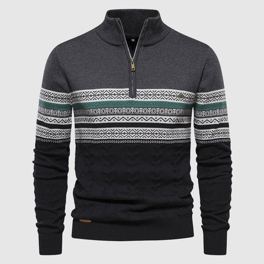 Maglione Uomo Invernale in Maglia con Zip e Collo Alto Caldo - Brentozzi
