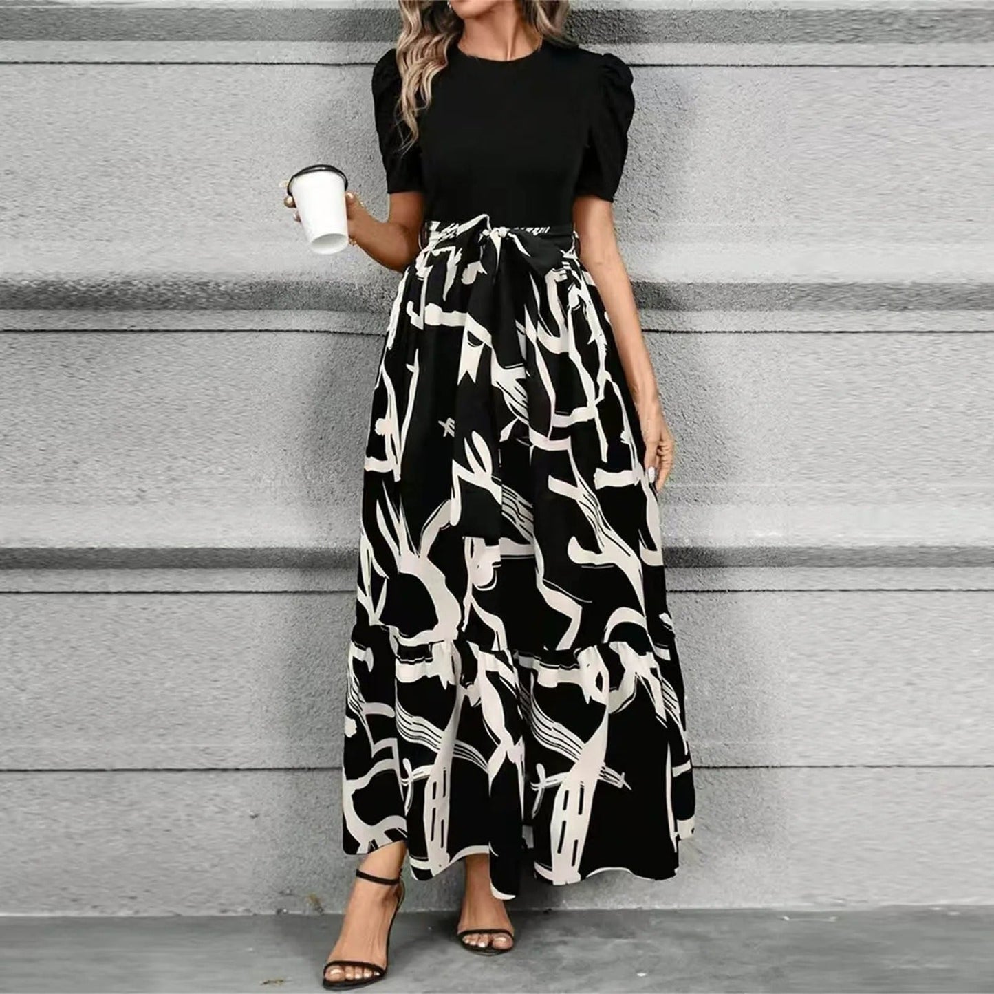 Darela | Abito Lungo Donna Maxi Manica Corta Linea A Floreale 2