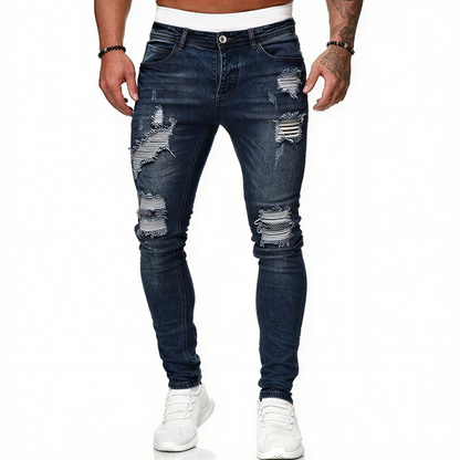 Dario | Jeans Skinny in Denim Strappato Blu